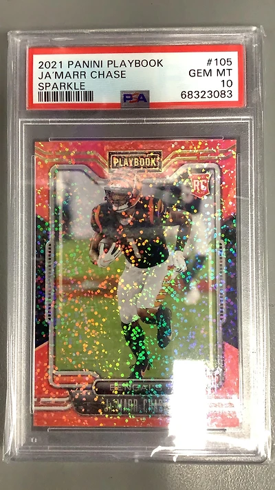 2021 Panini Playbook 105 Ja’marr Chase PSA 10