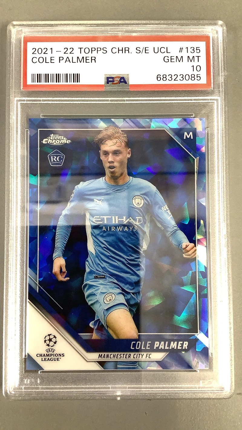 2021-2022 Topps Chrome Sapphire Edition Uefa Champions League 135 Cole Palmer PSA 10