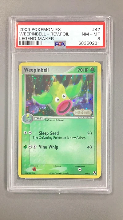 2006 Pokemon Ex Legend Maker 47 Weepinbell-reverse Foil PSA 8