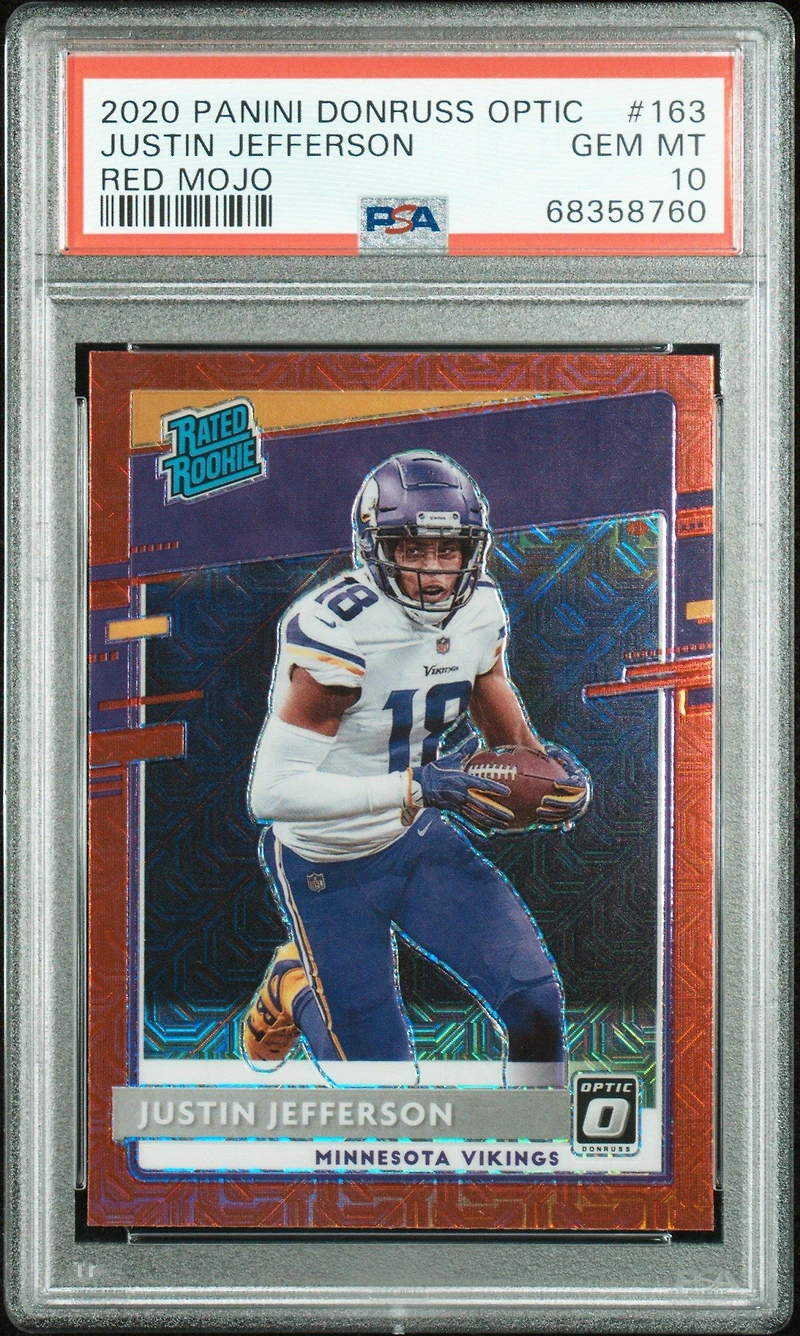 2020 Panini Donruss Optic 163 Justin Jefferson Red Mojo PSA 10