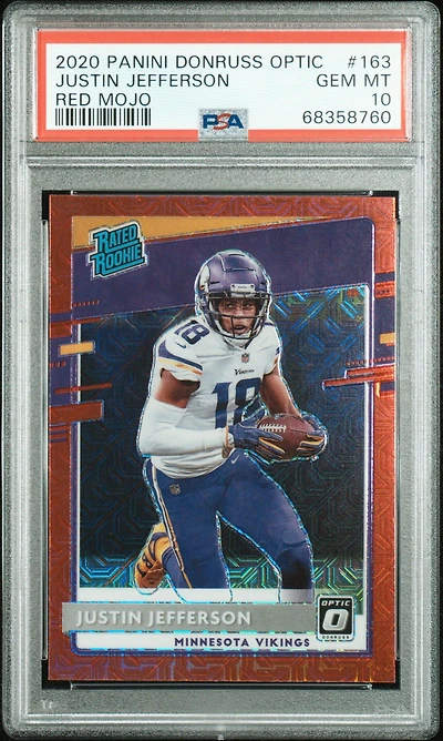 2020 Panini Donruss Optic 163 Justin Jefferson Red Mojo PSA 10