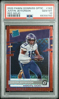 2020 Panini Donruss Optic 163 Justin Jefferson Red Mojo PSA 10