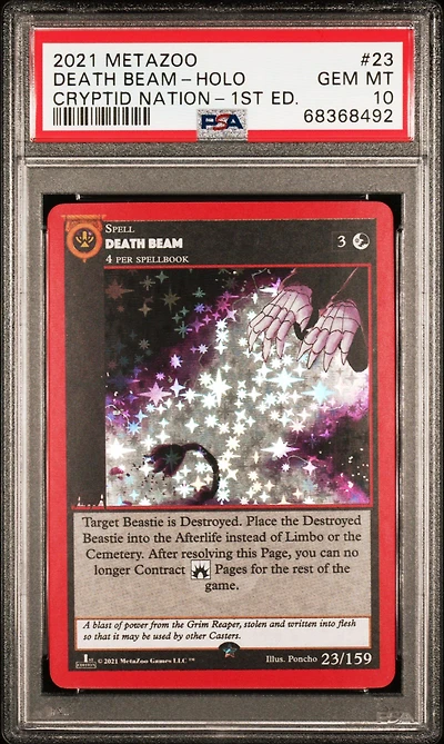 2021 Metazoo Cryptid Nation 23 Death Beam-holo 1st Edition PSA 10