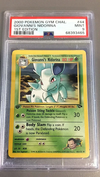 2000 Pokemon Gym Challenge 44 Giovanni's Nidorina 1st Edition PSA 9