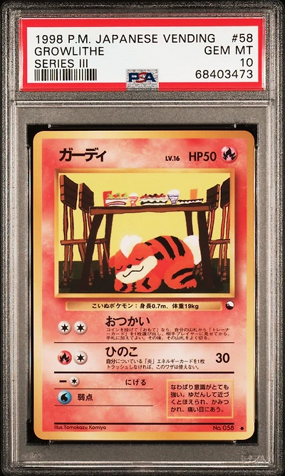 1998 Pokemon Japanese Vending 58 Growlithe PSA 10