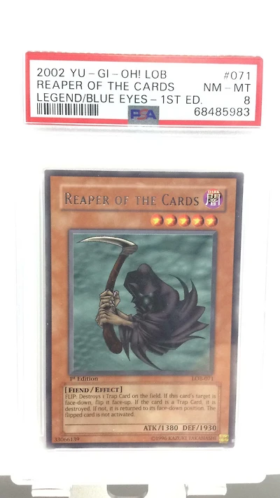 2002 Yu-gi-oh! Lob-legend Of Blue Eyes White Dragon 071 Reaper Of The Cards 1st Edition PSA 8