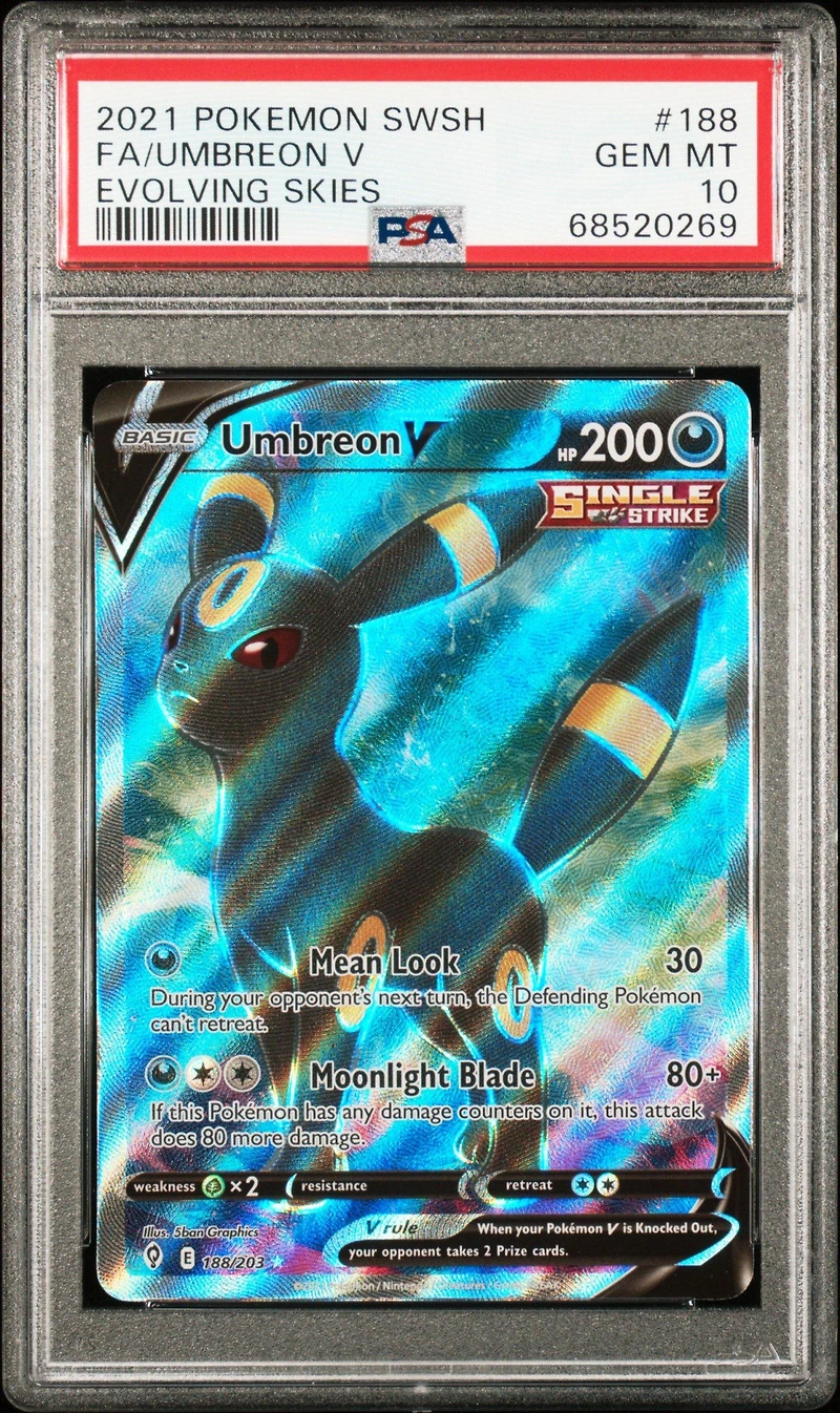 2021 Pokemon Sword & Shield Evolving Skies 188 Fa/umbreon V PSA