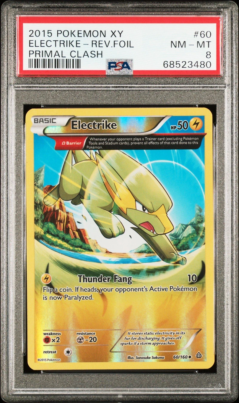 2015 Pokemon Xy Primal Clash 60 Electrike-reverse Foil PSA 8