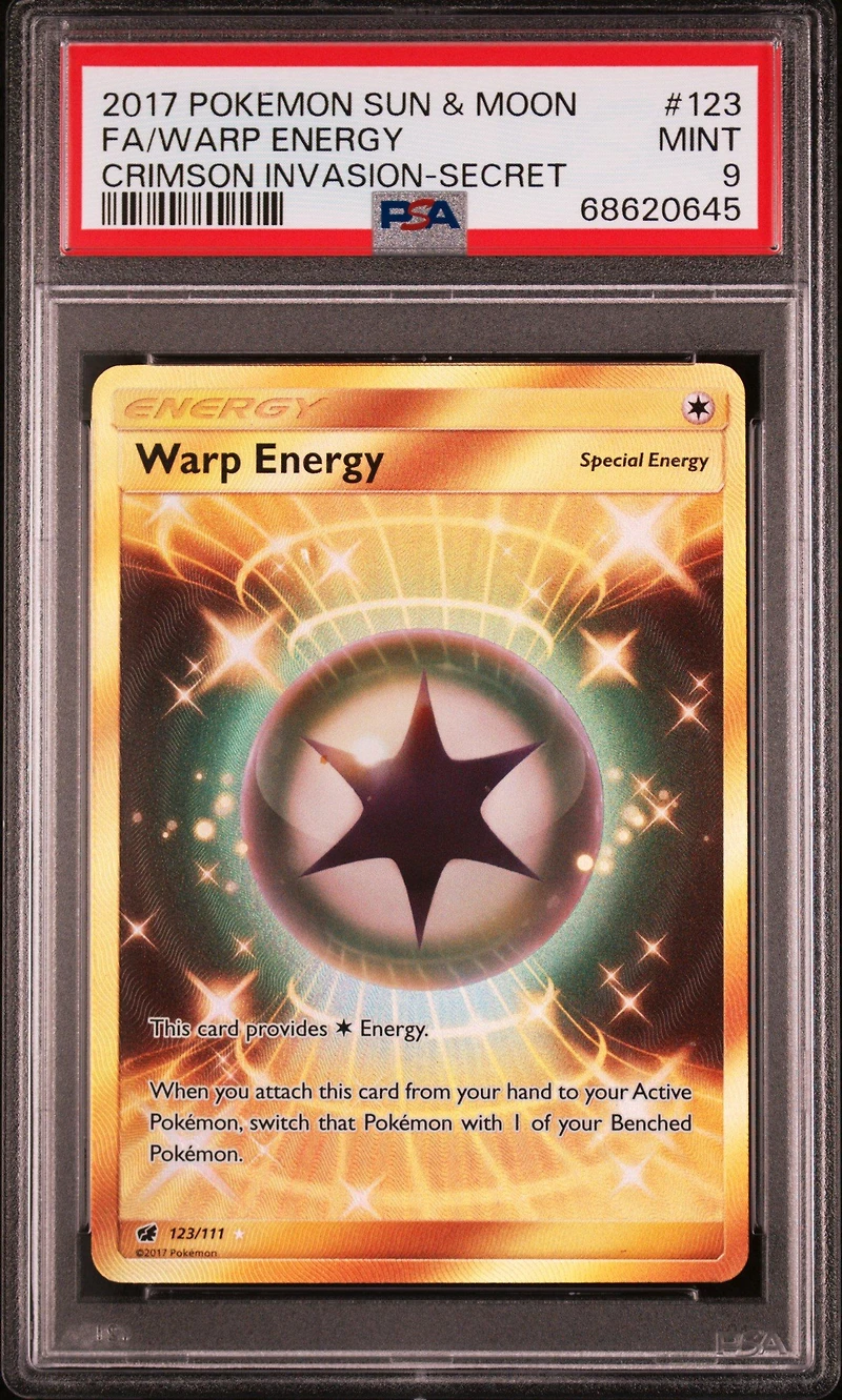 2017 Pokemon Sun & Moon Crimson Invasion 123 Full Art/warp Energy Secret PSA 9
