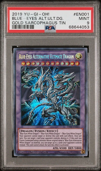 2019 Yu-gi-oh! Gold Sarcophagus Tin En001 Blue-eyes Alternative Ultimate Dragon PSA 9