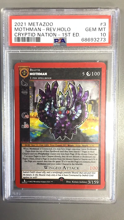 2021 Metazoo Cryptid Nation 3 Mothman-reverse Holo 1st Edition PSA 10