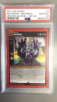 2021 Metazoo Cryptid Nation 3 Mothman-reverse Holo 1st Edition PSA 10