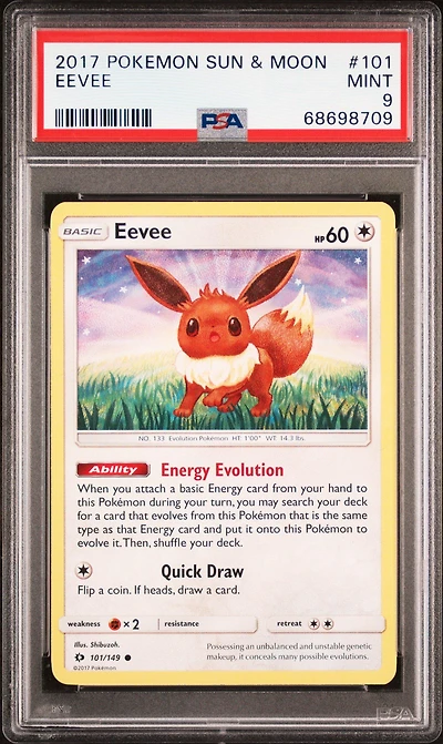 2017 Pokemon Sun & Moon 101 Eevee PSA 9