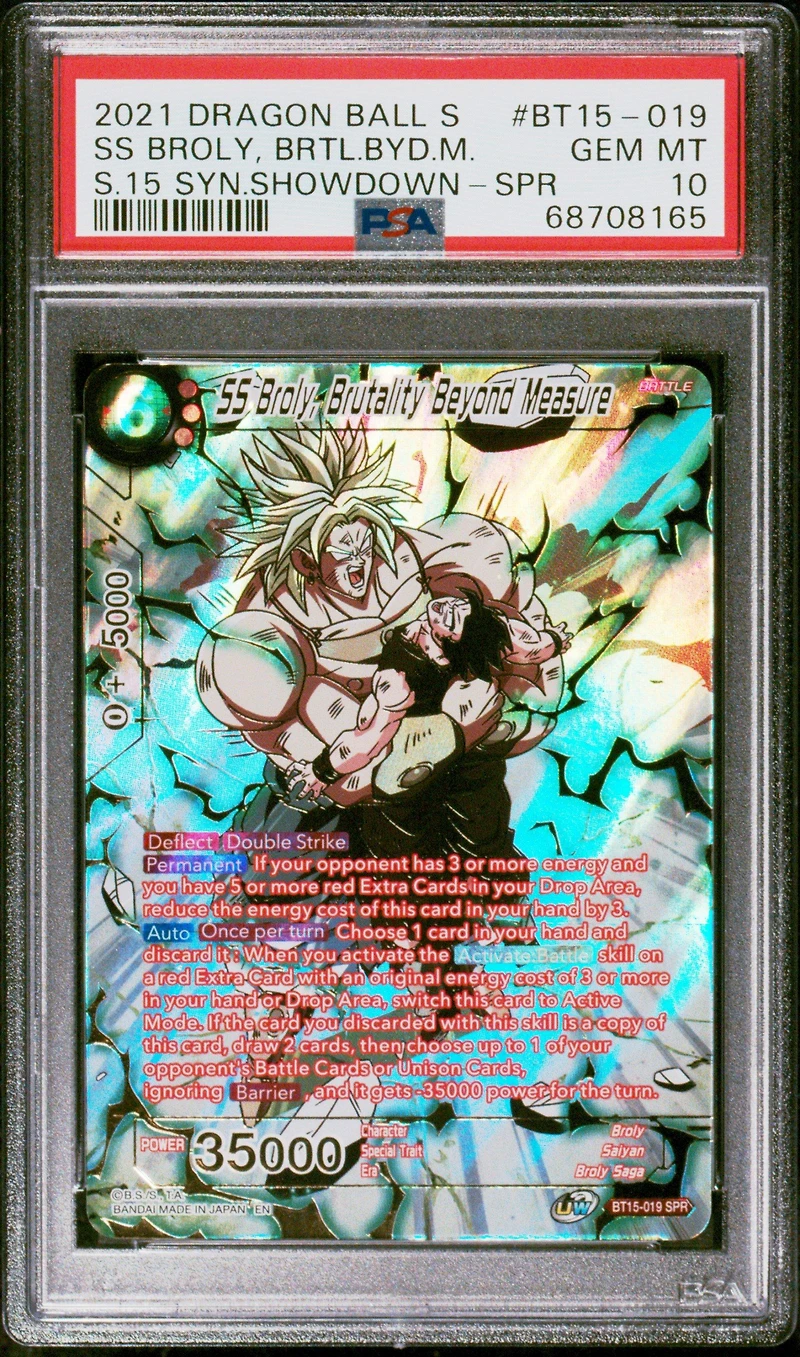 2021 Dragon Ball Super Card Game Series 15 Saiyan Showdown Bt15-019 Ss Broly, Brutality PSA 10