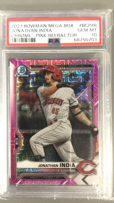 2021 Bowman Mega Box Chrome Bcp46 Jonathan India Refractor PSA 10
