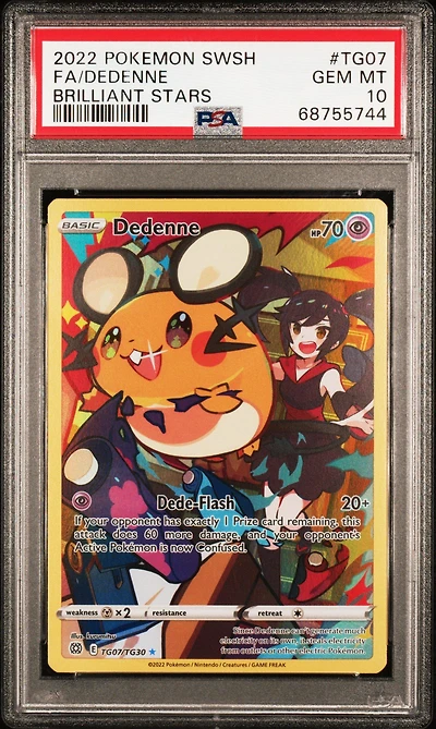 2022 Pokemon Sword & Shield Brilliant Stars Tg07 Full Art/dedenne PSA