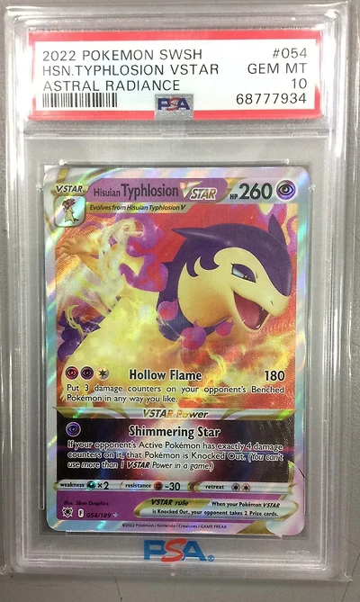 2022 Pokemon Sword & Shield Astral Radiance 054 Hisuian Typhlosion Vstar PSA