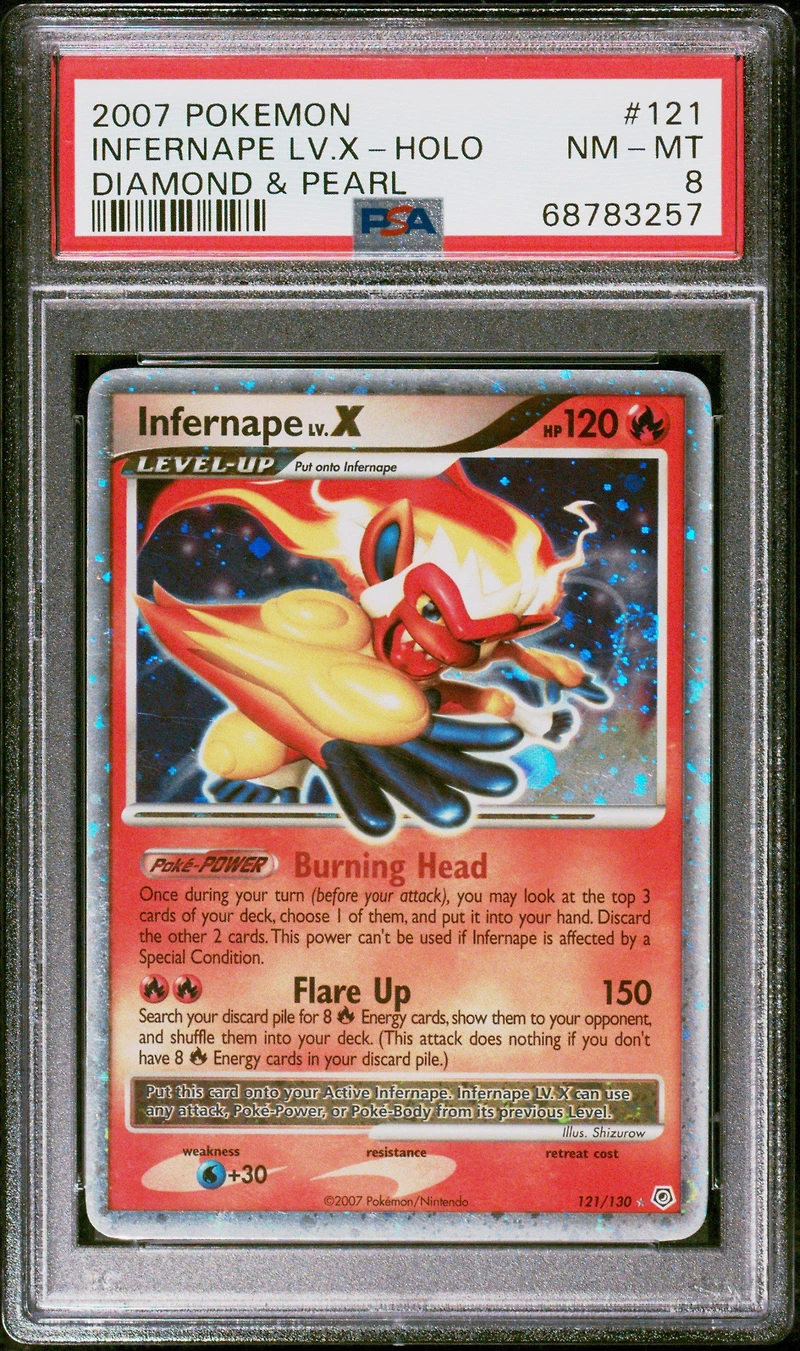 2007 Pokemon Diamond & Pearl 121 Infernape Lv.x-holo PSA 8
