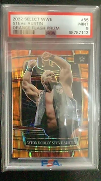 2022 Panini Select Wwe 55 Stone Cold Steve Austin Orange Flash Prizm PSA 9