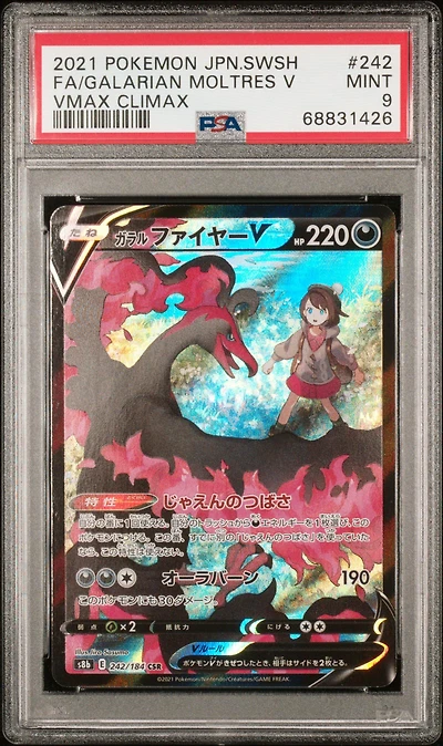 2021 Pokemon Japanese Sword & Shield Vmax Climax 242 Full Art/galarian Moltres V PSA