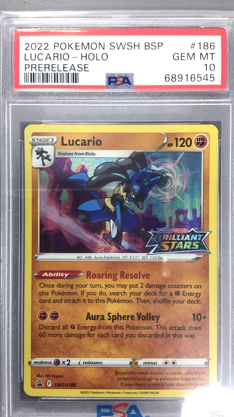 2022 Pokemon Swsh Black Star Promo 186 Lucario-holo Prerelease PSA 10