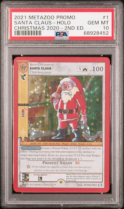 2021 Metazoo Promo 1 Santa Claus-holo Christmas 2020-2nd Edition PSA 10