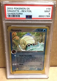 2003 Pokemon Ex Sandstorm 70 Omanyte-reverse Foil PSA 9