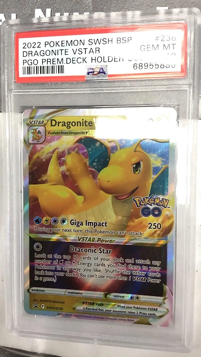 2022 Pokemon Swsh Black Star Promo 236 Dragonite Vstar Pokemon Go Premier Deck Holder Collection PSA