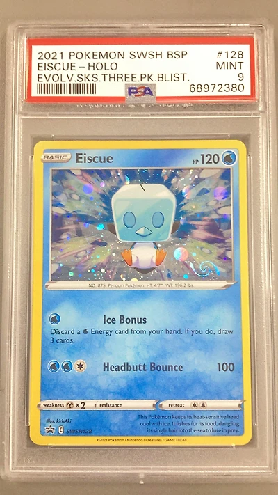 2021 Pokemon Swsh Black Star Promo 128 Eiscue-holo Evolving Skies Three Pack Blisters PSA 9
