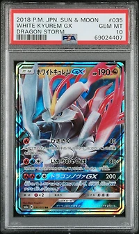 2018 Pokemon Japanese Sun & Moon Dragon Storm 035 White Kyurem Gx PSA 10