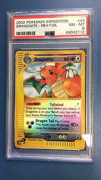 2002 Pokemon Expedition 43 Dragonite-reverse Foil PSA 8
