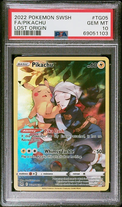 2022 Pokemon Sword & Shield Lost Origin Tg05 Fa/pikachu PSA