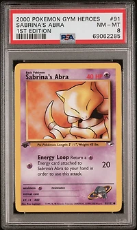 2000 Pokemon Gym Heroes 91 Sabrina's Abra PSA 8
