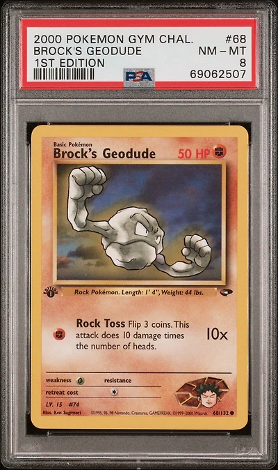 2000 Pokemon Gym Challenge 68 Brock's Geodude PSA 8
