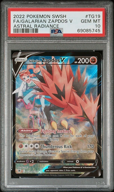 2022 Pokemon Sword & Shield Astral Radiance Tg19 Fa/galarian Zapdos V PSA 10