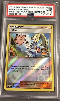 2018 Pokemon Sun & Moon Ultra Prism 125a Lillie-reverse Foil 2019 Yellow A Alternate Art Regional Championships Staff PSA 9
