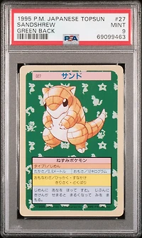 1997 Pokemon Japanese Topsun 27 Sandshrew Green Back PSA 9