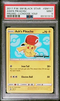 2017 Pokemon Sm Black Star Promo Sm113 Ash's Pikachu I Choose You! PSA 9