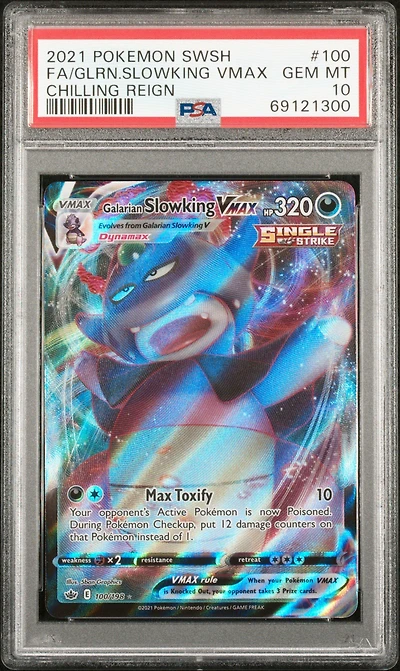 2021 Pokemon Sword & Shield Chilling Reign 100 Full Art/galarian Slowking Vmax PSA