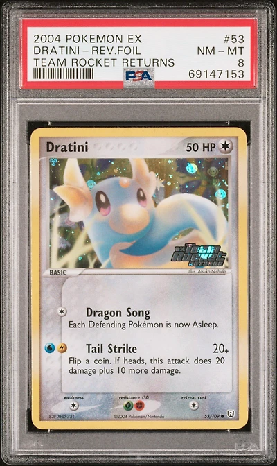 2004 Pokemon Ex Team Rocket Returns 53 Dratini PSA 8