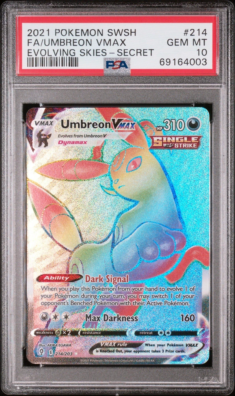 2021 Pokemon Sword & Shield Evolving Skies 214 Fa/umbreon Vmax PSA