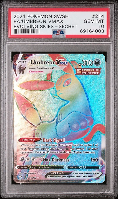 2021 Pokemon Sword & Shield Evolving Skies 214 Fa/umbreon Vmax PSA
