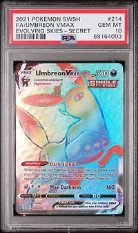 2021 Pokemon Sword & Shield Evolving Skies 214 Fa/umbreon Vmax PSA