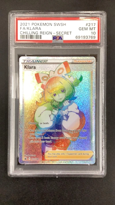 2021 Pokemon Sword & Shield Chilling Reign 217 Full Art/klara Secret PSA