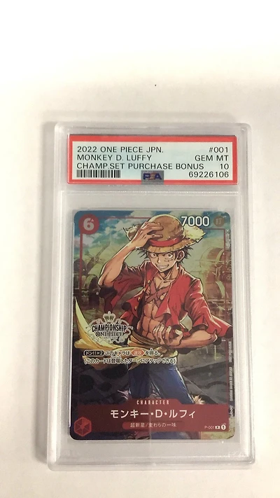 2022 One Piece Japanese Promos 001 Monkey D. Luffy Championship Set 2022 Purchase Bonus PSA 10