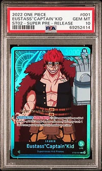 2022 One Piece Starter Deck St02-worst Generation 001 Eustass "captain" Kid Super Pre-release PSA 10