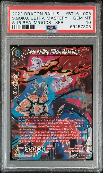 2022 Dragon Ball Super Card Game Series 16 Realm Of The Gods Bt16-005 Son Goku, Ultra Mastery Special Rare PSA 10