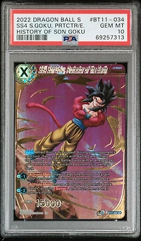 2022 Dragon Ball Super Card Game Theme Selection History Of Son Goku Bt11-034 Ss4 Son Goku, Protector Of The Earth PSA 10