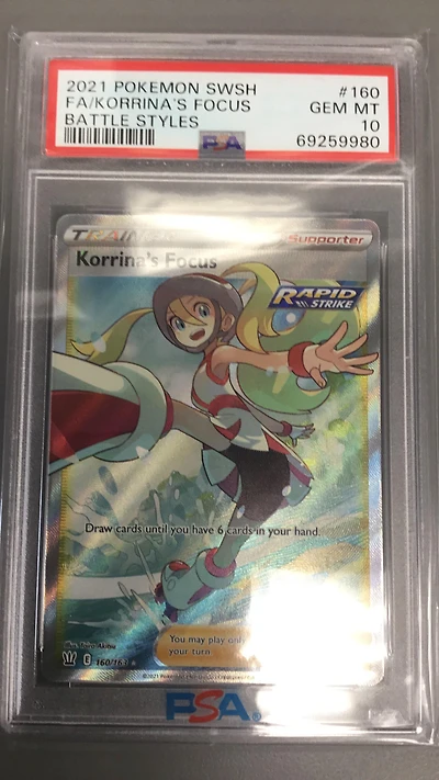 2021 Pokemon Sword & Shield Battle Styles 160 Full Art/korrina's Focus PSA 10