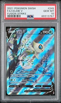 2021 Pokemon Sword & Shield Fusion Strike 245 Fa/celebi V PSA